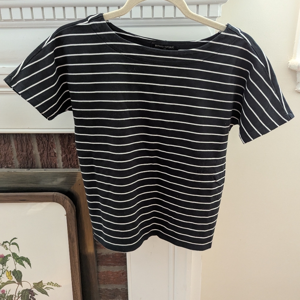 Banana Republic Black and White Striped Tee